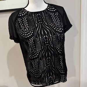 Vince Camuto Black Sheer Cutout Blouse